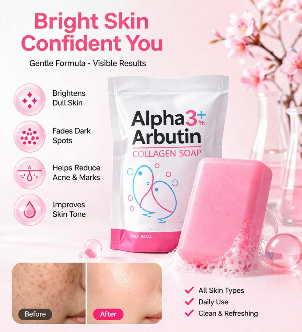 Alpha Arbutin Collagen Soap – Brightening & Dark Spot Remover, Acne Scar Repair, Even Skin Tone Whitening Soap (All Skin Types)