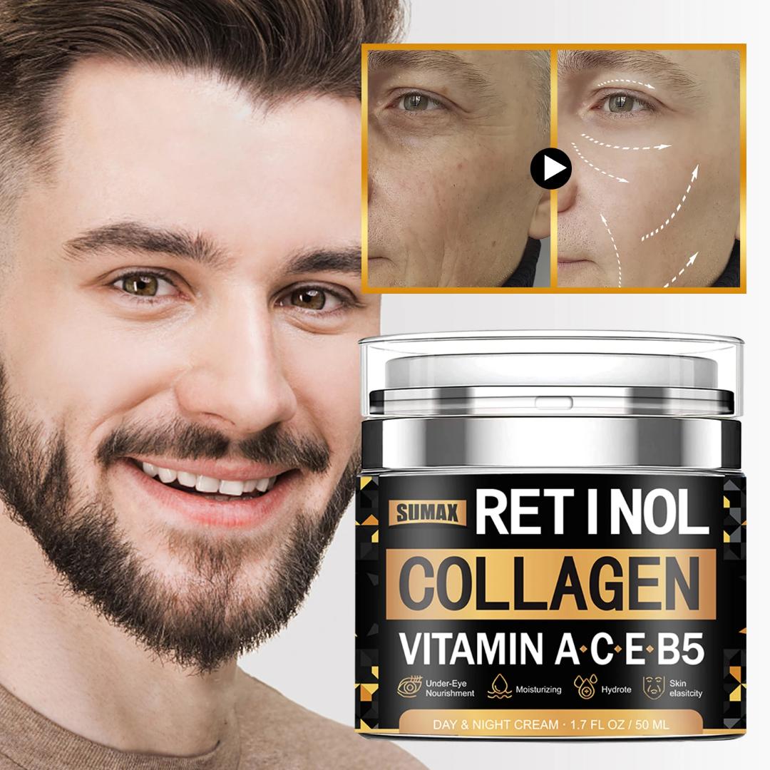 Retinol Collagen Face Cream 50ml with Hyaluronic Acid & Vitamins A C E B5 – Day & Night Moisturizing Anti-Aging Cream