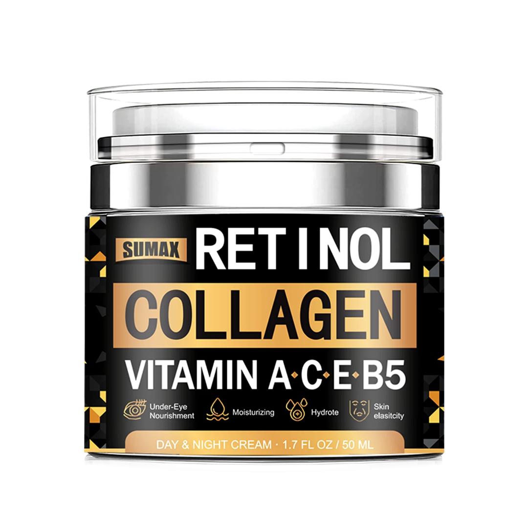 Retinol Collagen Face Cream 50ml with Hyaluronic Acid & Vitamins A C E B5 – Day & Night Moisturizing Anti-Aging Cream