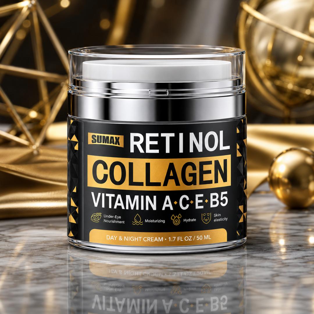 Retinol Collagen Face Cream 50ml with Hyaluronic Acid & Vitamins A C E B5 – Day & Night Moisturizing Anti-Aging Cream