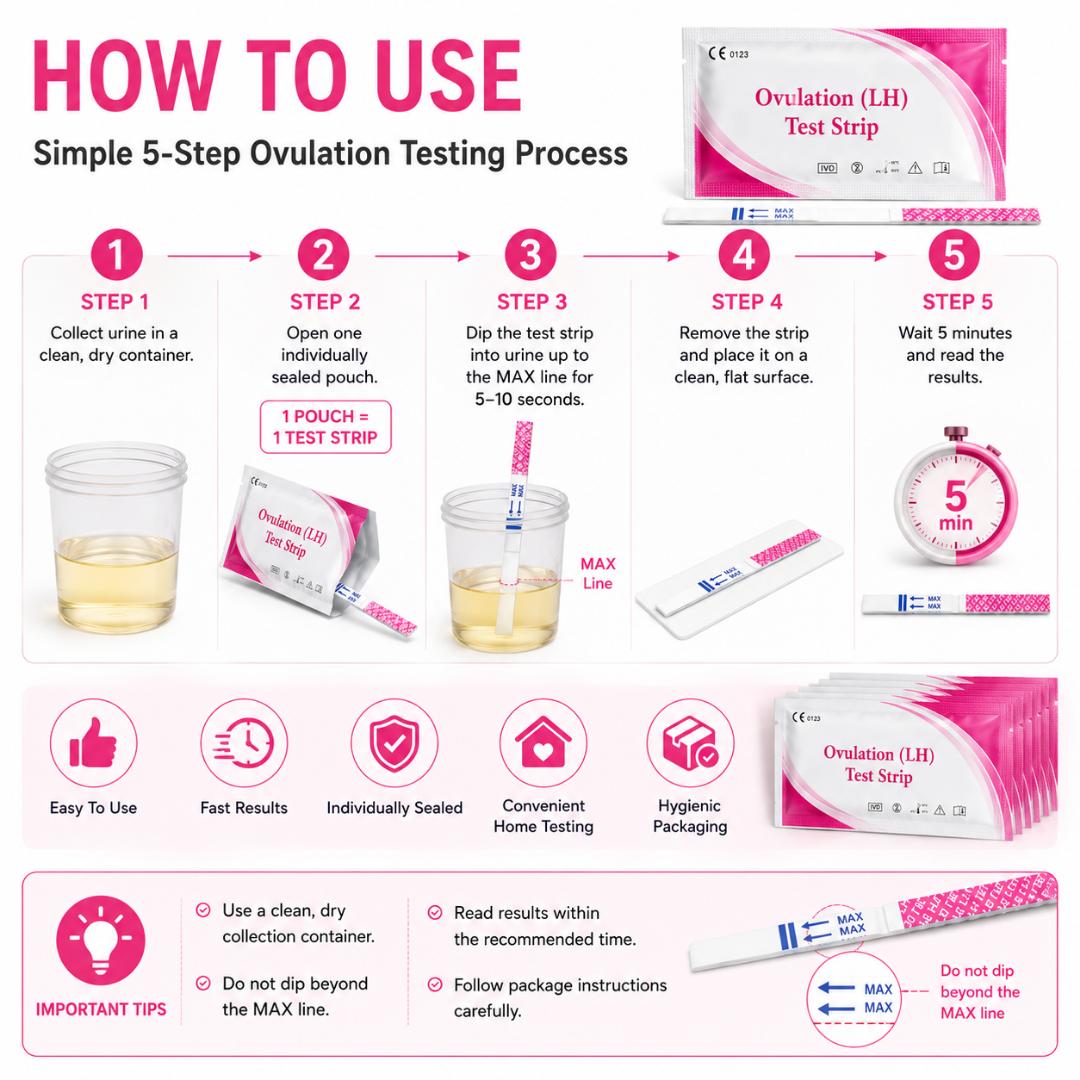 Ovulation (LH) Test Strips - Fertility Tracker Kit for Home Use view 5