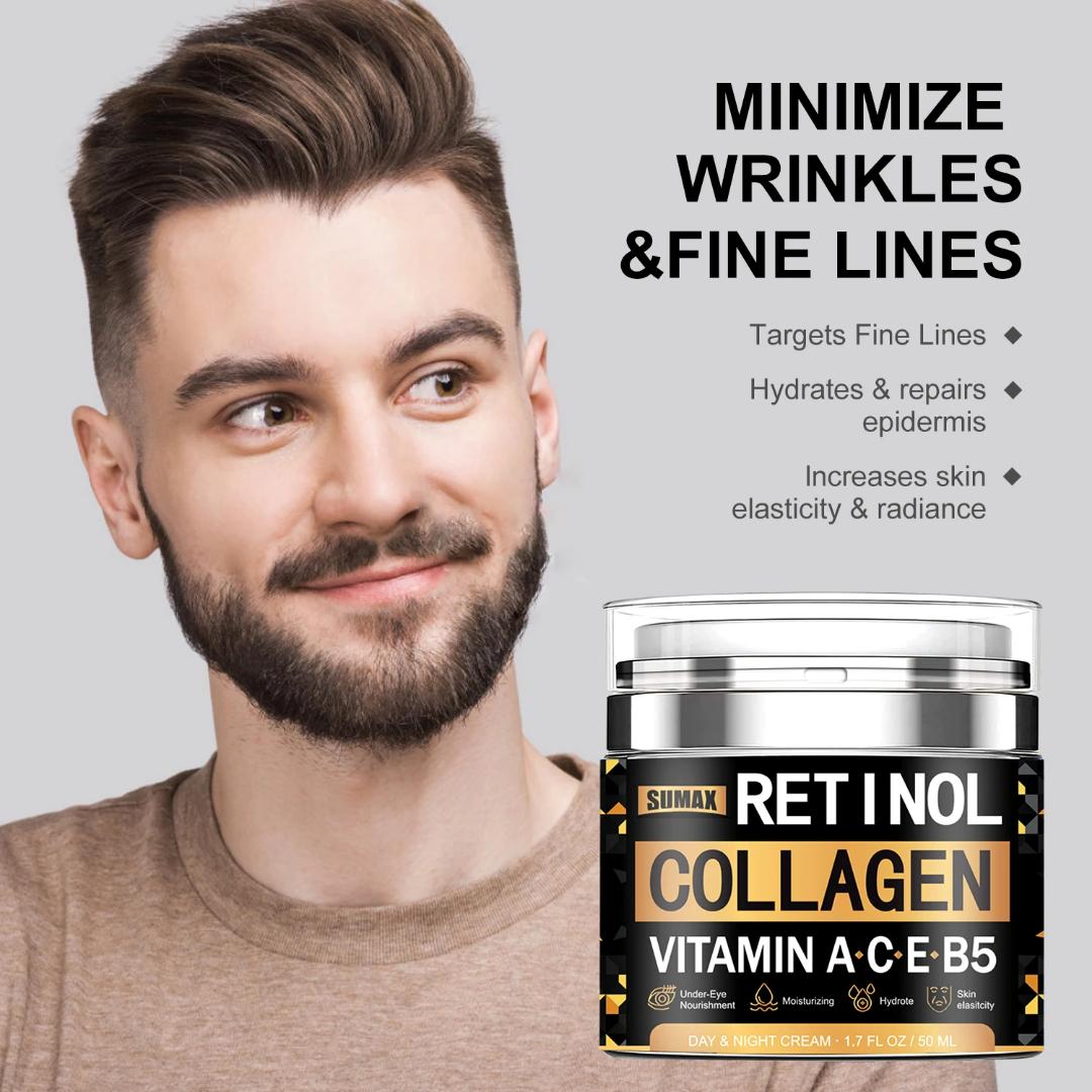 Retinol Collagen Face Cream 50ml with Hyaluronic Acid & Vitamins A C E B5 – Day & Night Moisturizing Anti-Aging Cream