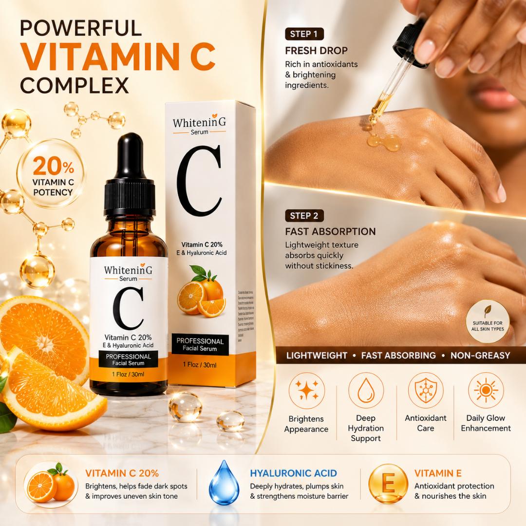 Vitamin C Dark Spot Correcting Skincare Set – Salicylic Acid Cleanser, Vitamin C Serum & SPF50+ Sunscreen for Acne Marks, Hyperpigmentation & Brightening