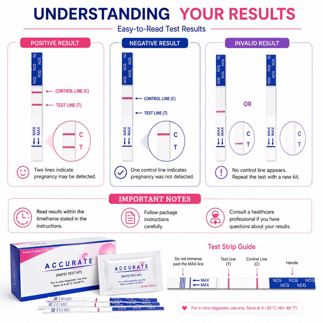 Accurate Pregnancy Test Strips hCG Rapid Test Kit - Early Detection Home Test (5PCS/10PCS/20PCS/50PCS)
