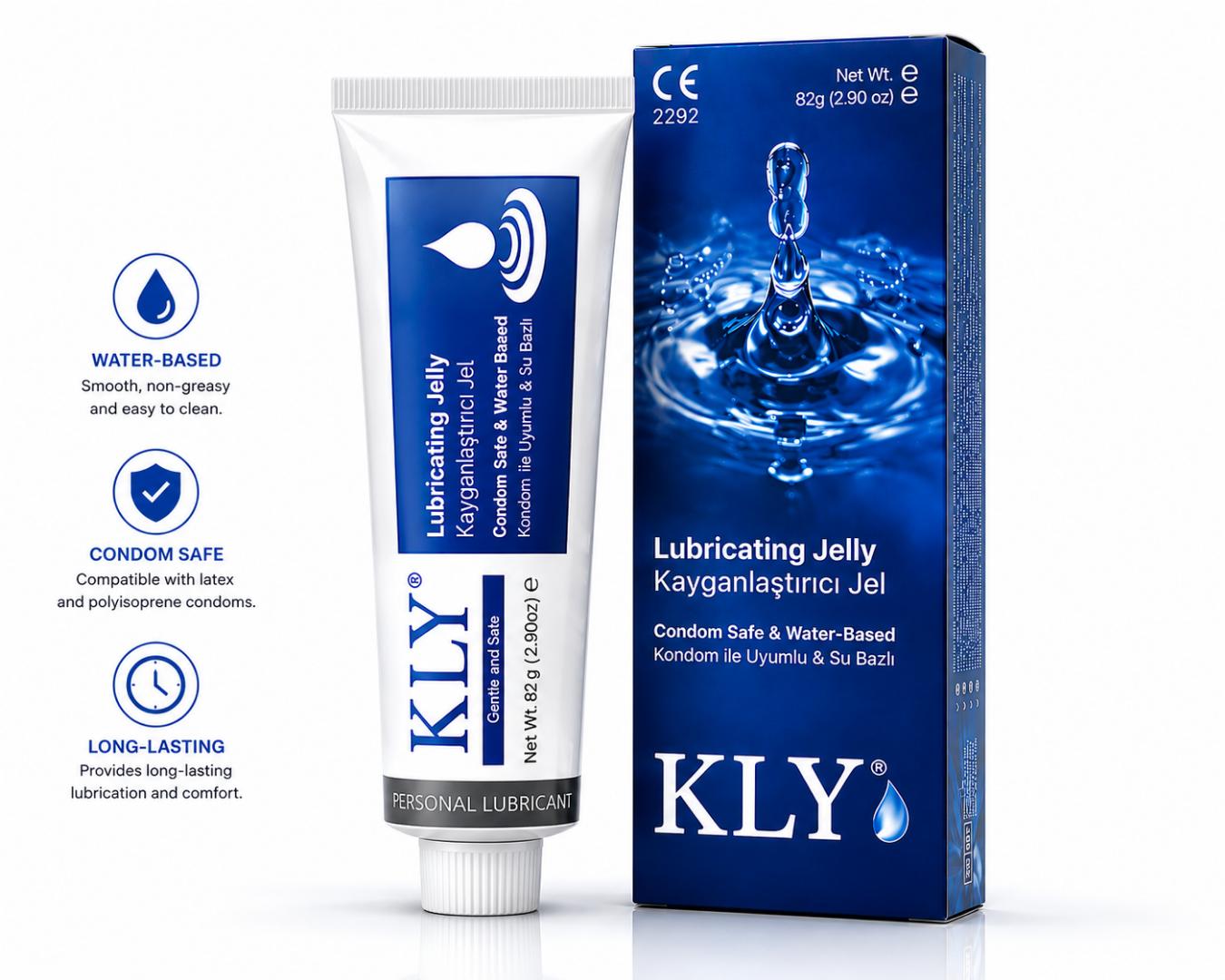 KLY Water-Based Lubricating Jelly 42g – Personal Lubricant Gel, Condom Safe, Long-Lasting, Smooth & Non-Sticky