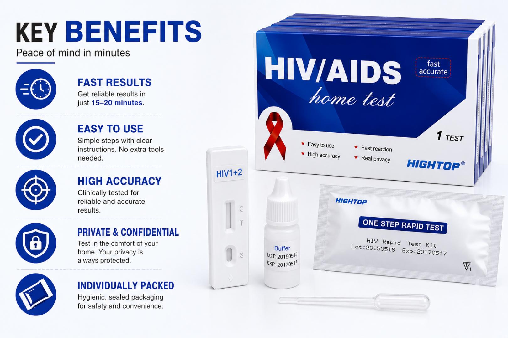 HIV 1 & 2 Rapid Home Test Kit – One Step Self-Test Device (1 Test) view 4