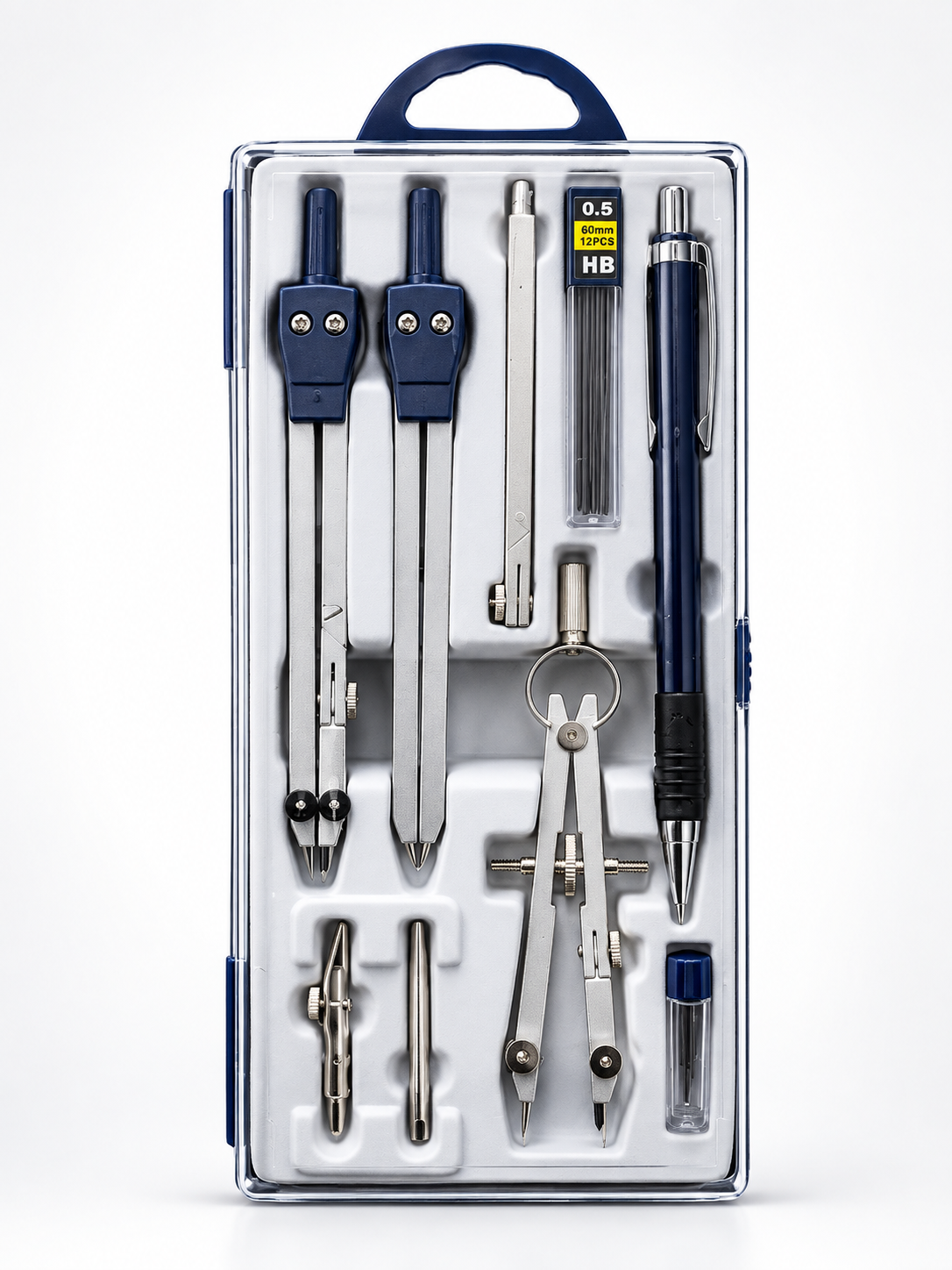 Professional Engineering Compass Set 9Pcs – Dual Metal Compass & Divider Drafting Kit with Mechanical Pencil, Pen, Extension Beam & Lead Refills | Technical Drawing Tools for Engineers, Architects & S