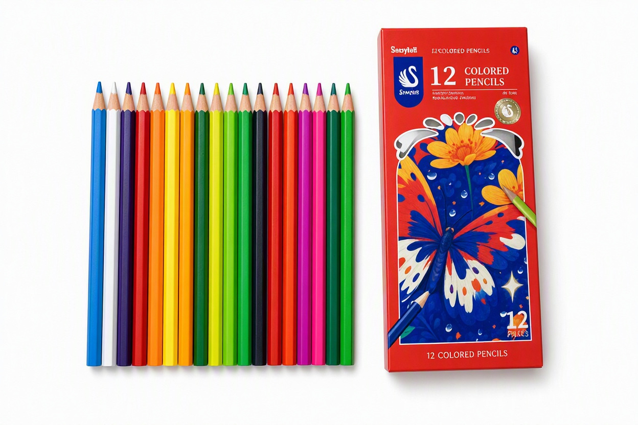 Sunnybellt Colored Pencils 12Pcs – Smooth Vibrant Pencil Colors Set for Drawing, Coloring, Sketching & Art | Non-Toxic Wooden Coloring Pencils for Kids & Adults (HC-2386)
