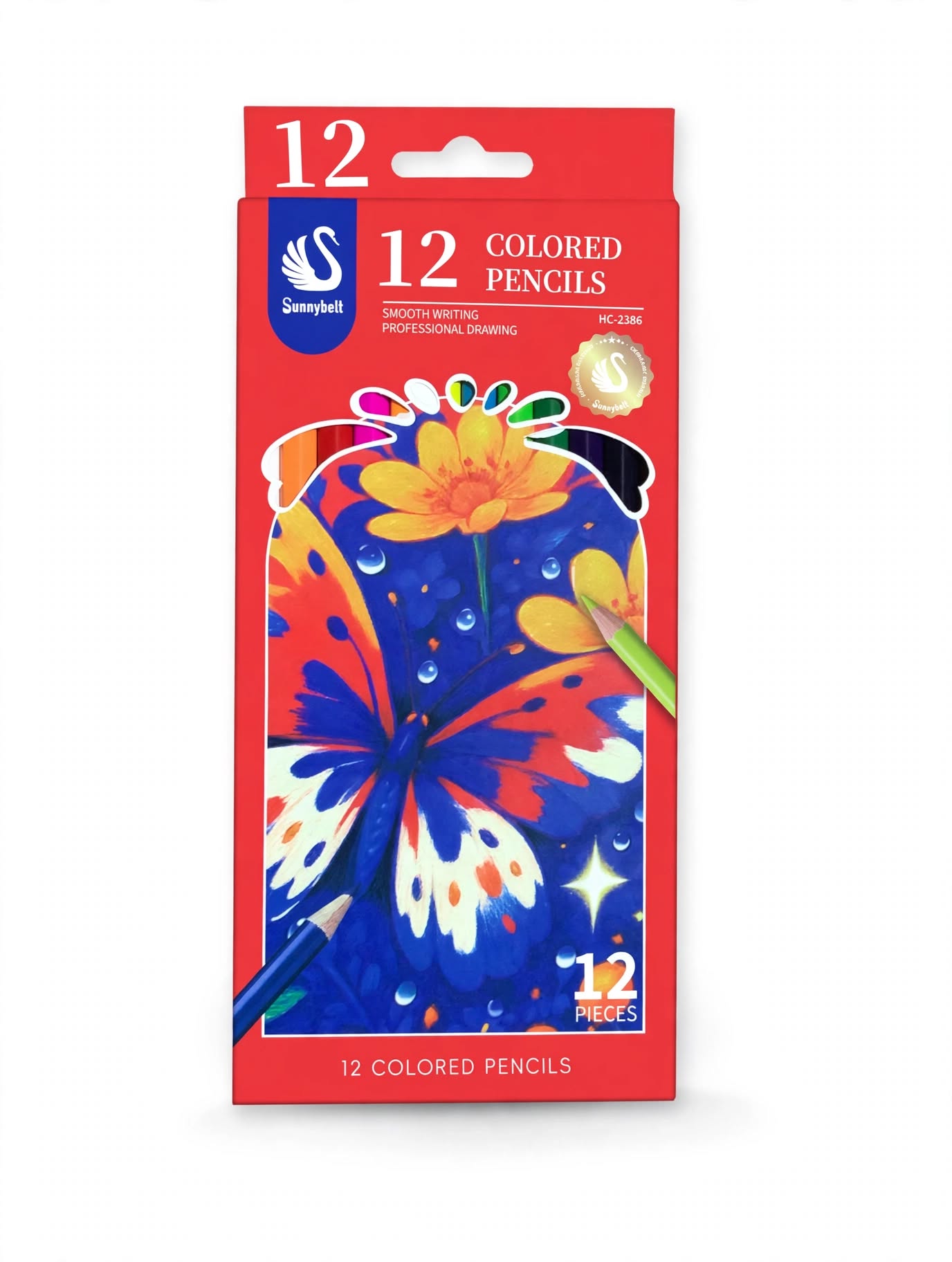 Sunnybellt Colored Pencils 12Pcs – Smooth Vibrant Pencil Colors Set for Drawing, Coloring, Sketching & Art | Non-Toxic Wooden Coloring Pencils for Kids & Adults (HC-2386)