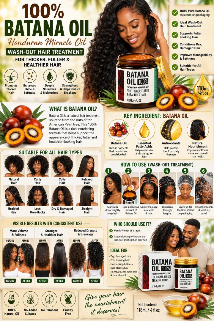 100% Pure Batana Oil 118ml for Hair Growth, Hair treatment ,Hair Loss, Bald Spots, Thinning Hair, Receding Hairline, Damaged Hair, Stronger Thicker Fuller Natural African Hair & Scalp Care