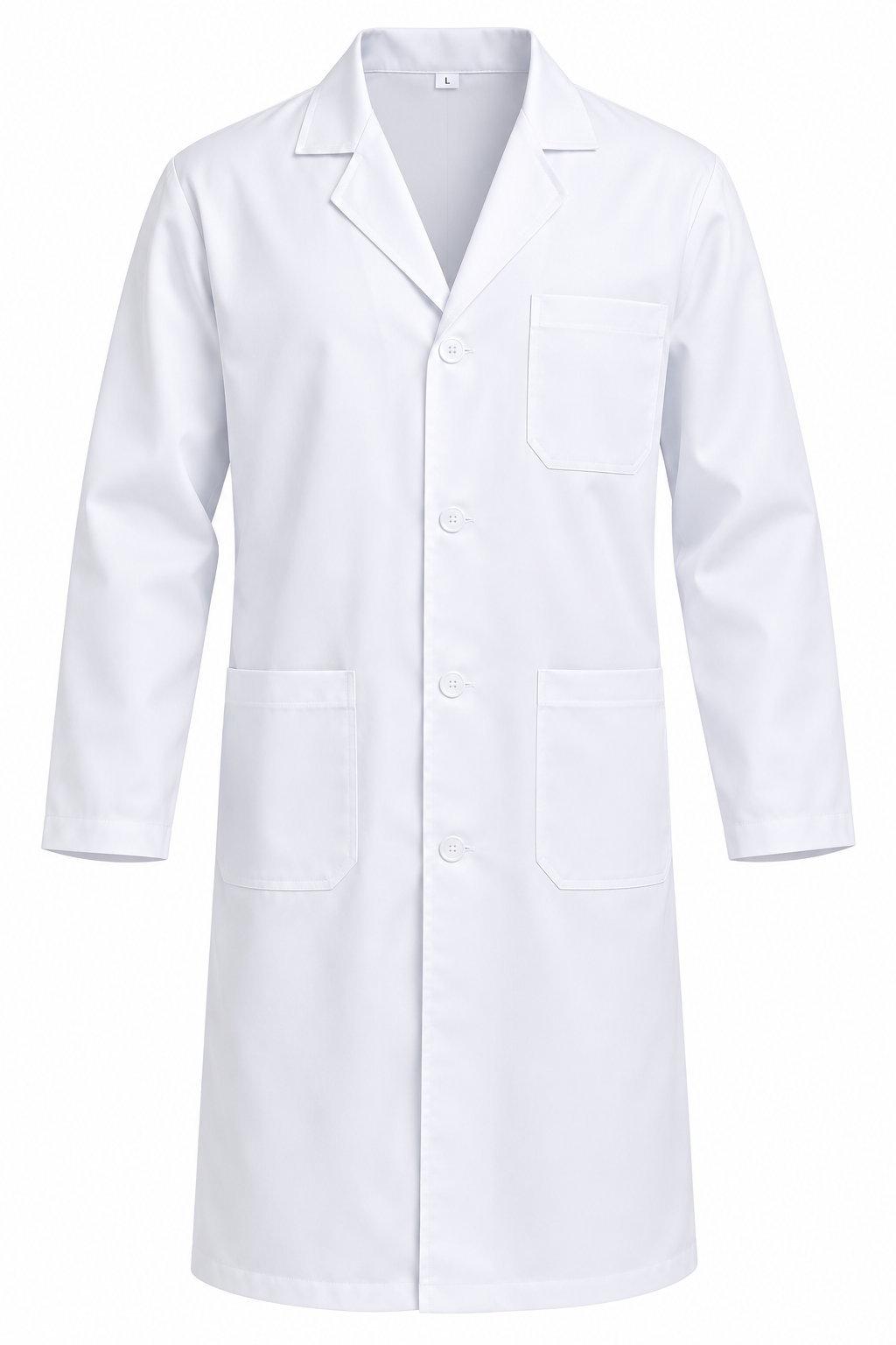 White Medical Lab Coat Unisex Doctor Nurse Pharmacist Laboratory Dust Coat Long Sleeve Knee Length Professional Workwear for Medical Students
