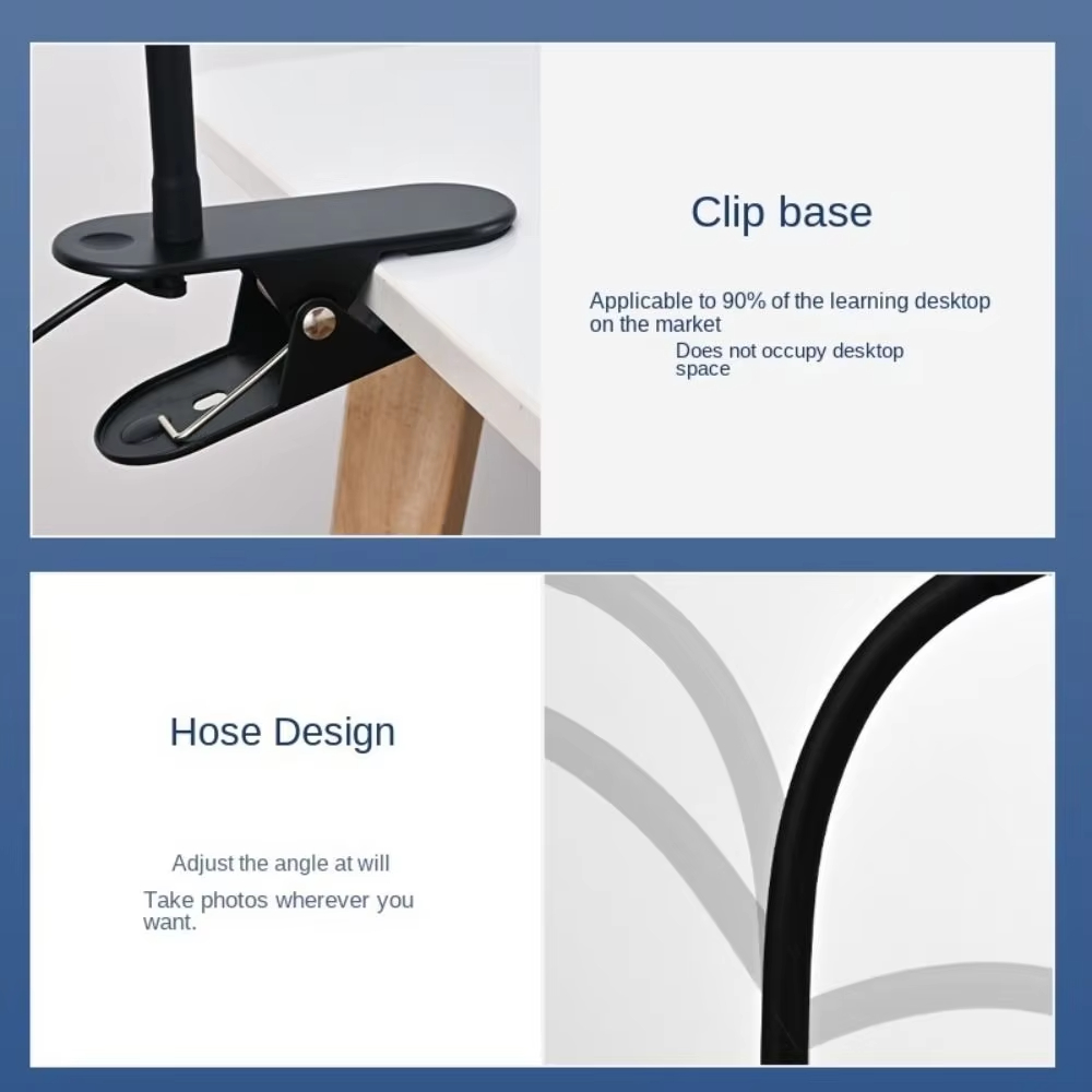 Eye-Caring LED Clip-on Desk Lamp 3 Mode Colors Long Arms Reading Study Light Flexible Adjustable Brightness Nail Art Lamp