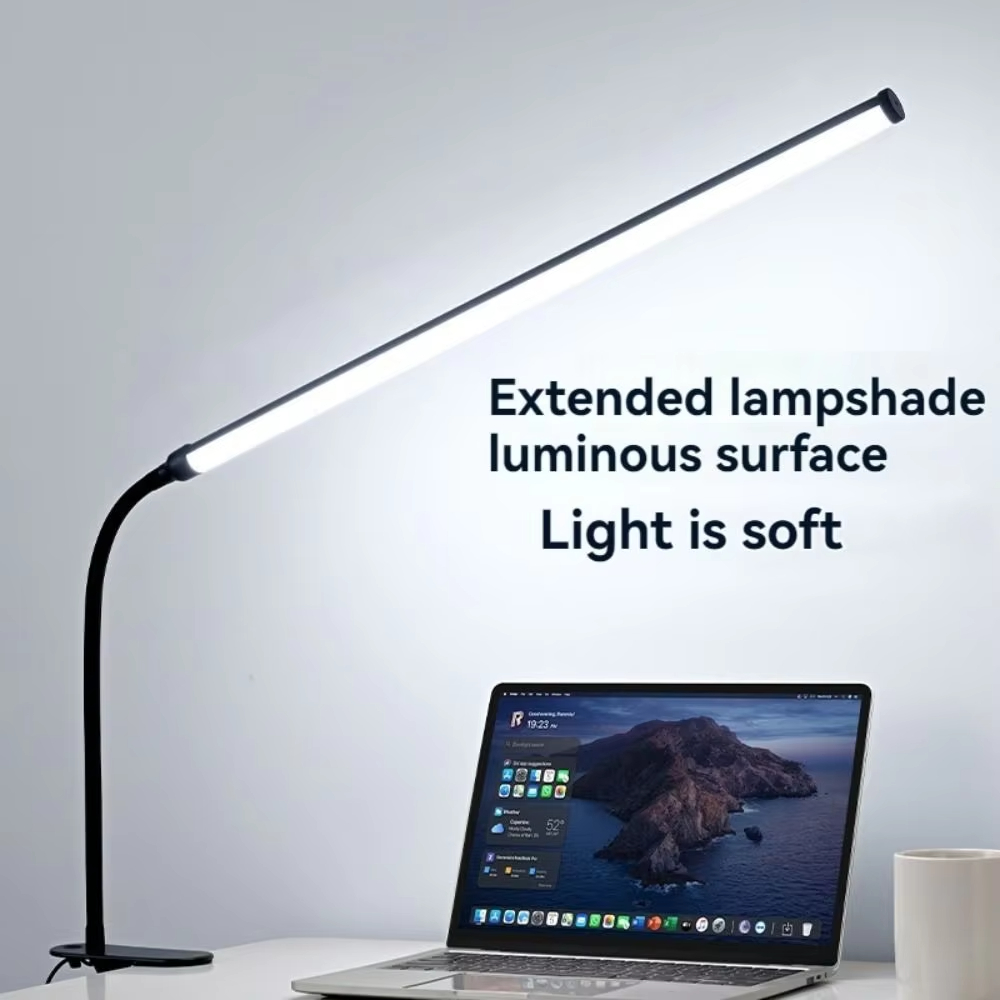 Eye-Caring LED Clip-on Desk Lamp 3 Mode Colors Long Arms Reading Study Light Flexible Adjustable Brightness Nail Art Lamp