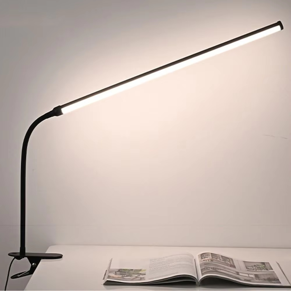 Eye-Caring LED Clip-on Desk Lamp 3 Mode Colors Long Arms Reading Study Light Flexible Adjustable Brightness Nail Art Lamp