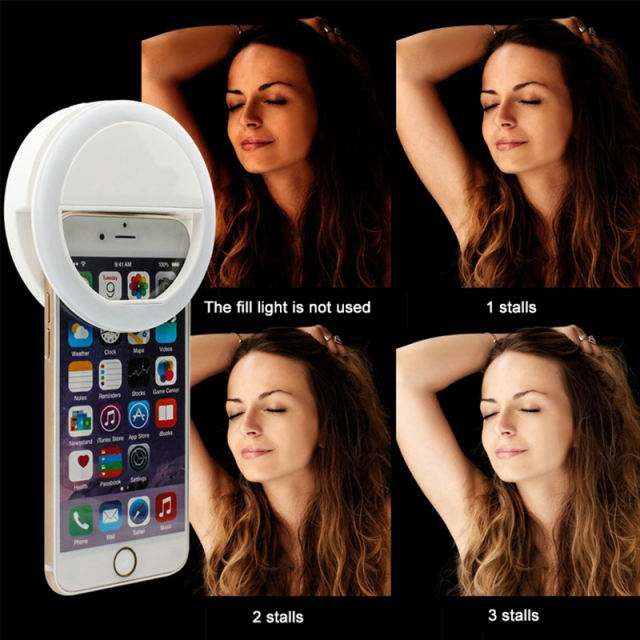 Portable Mini Phone Selfie LED Ring Light Spotlight 36 LED Flash Light Pocket Clip Photography Smartphone