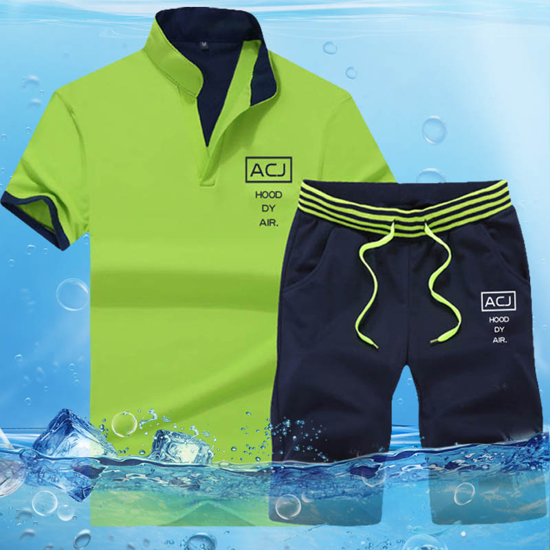 Men clothes 2 pack new short-sleeve T-shirts & Polos sports suit tied version of the trend of casual White M