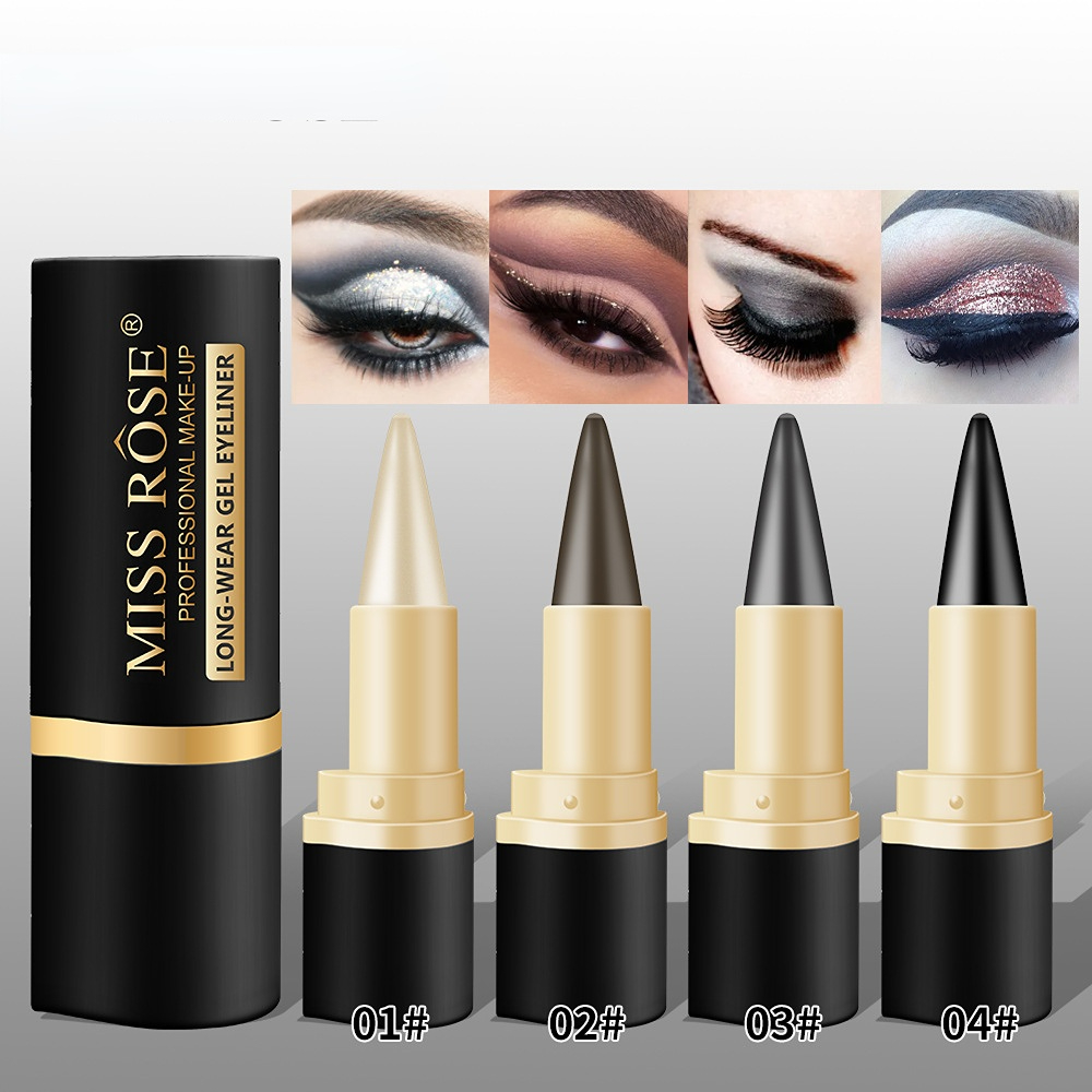 Waterproof eyeliner matte quick drying single head rich eyeliner ointment makeup item 04Black One size
