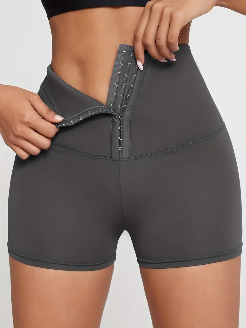Buckles High Waist Shorts, Casual Slim Versatile Simple Shorts, Women's Clothing Black S