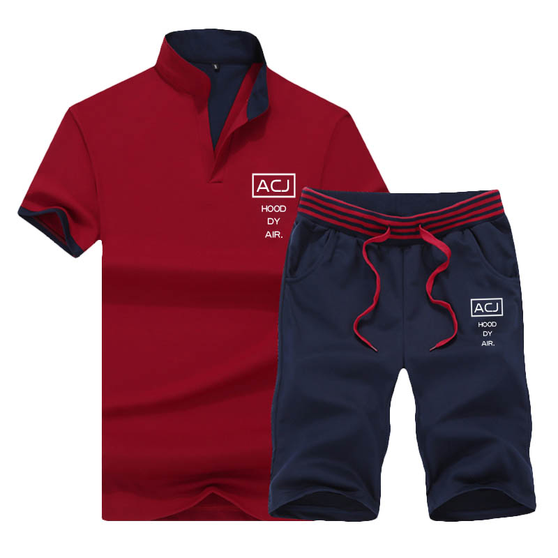 Men clothes 2 pack new short-sleeve T-shirts & Polos sports suit tied version of the trend of casual White M