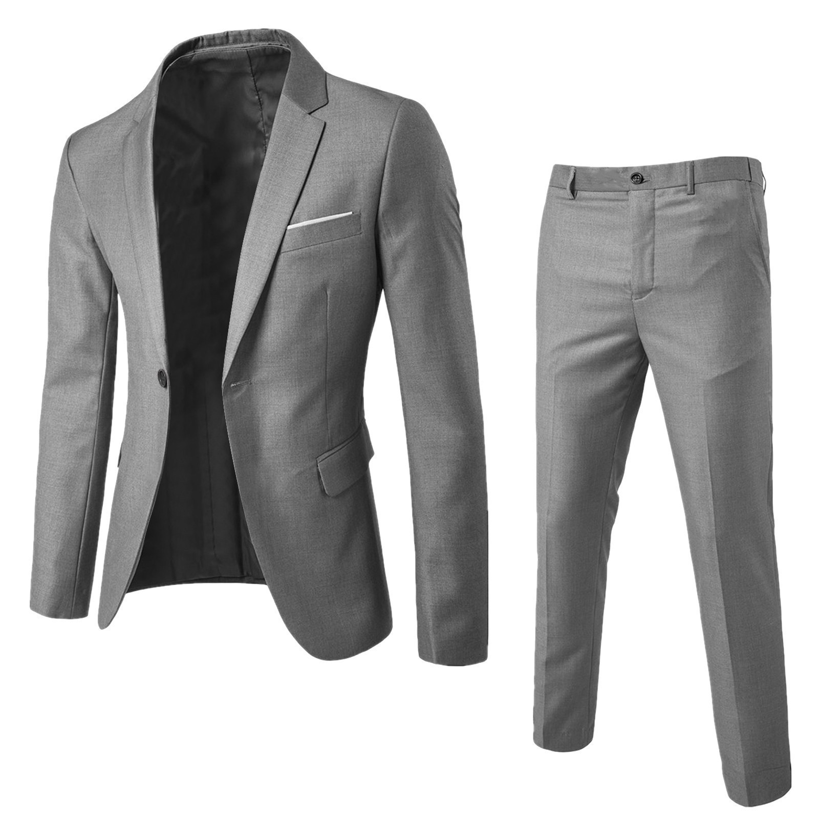 New men's suit with long sleeves and one button suit jacket slim long trousers business professional suit two-piece wedding dress is suitable for leisure business activities.