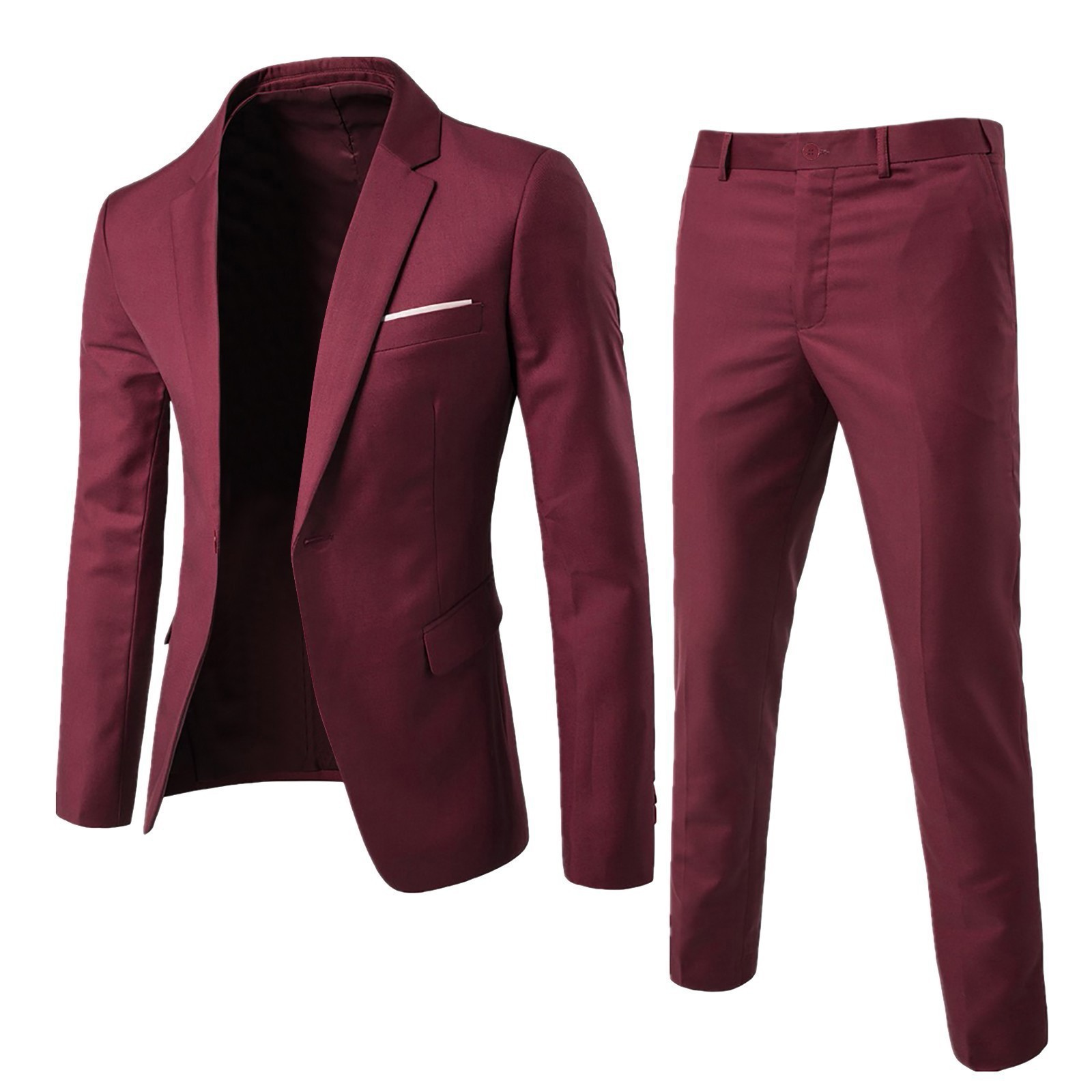 New men's suit with long sleeves and one button suit jacket slim long trousers business professional suit two-piece wedding dress is suitable for leisure business activities.