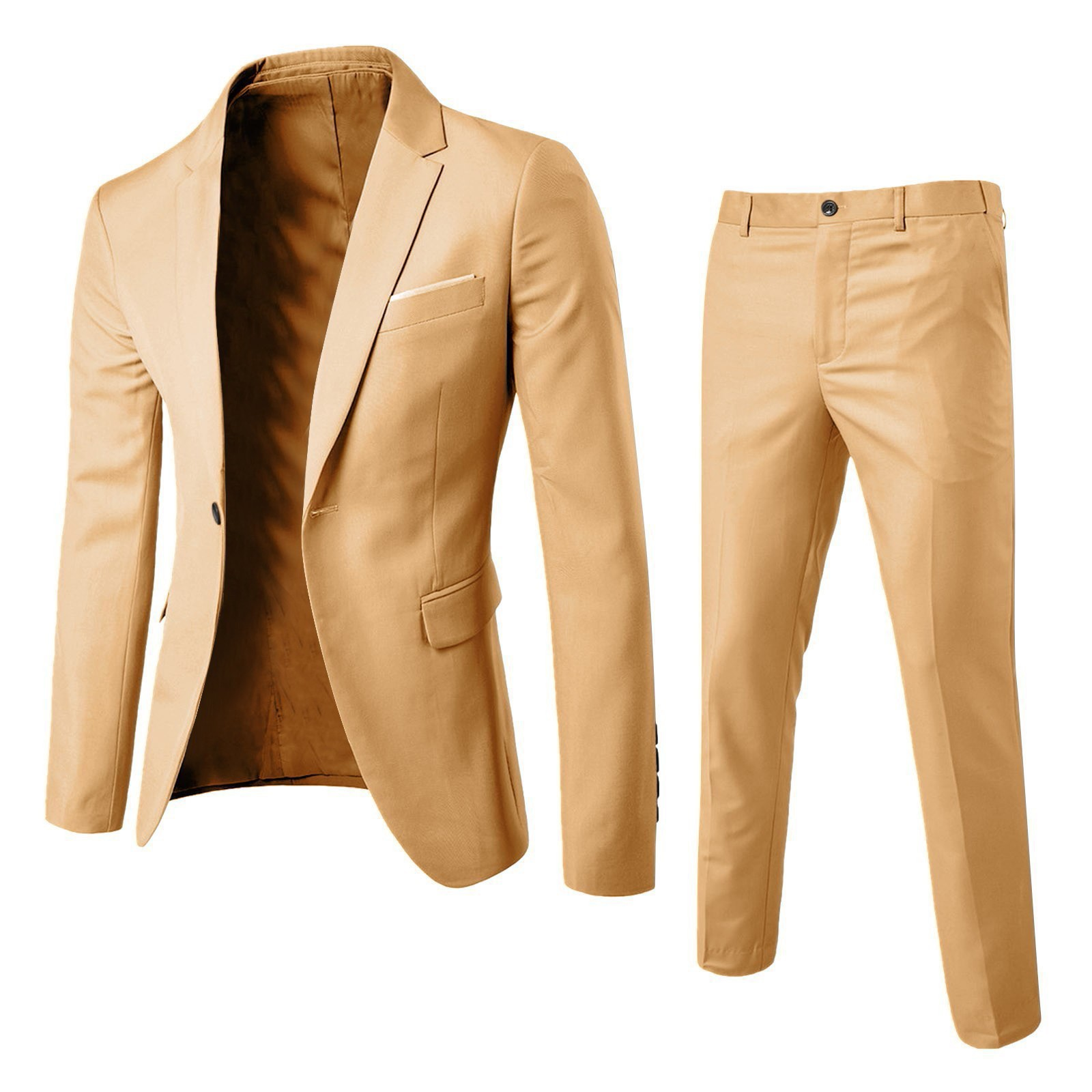 New men's suit with long sleeves and one button suit jacket slim long trousers business professional suit two-piece wedding dress is suitable for leisure business activities.
