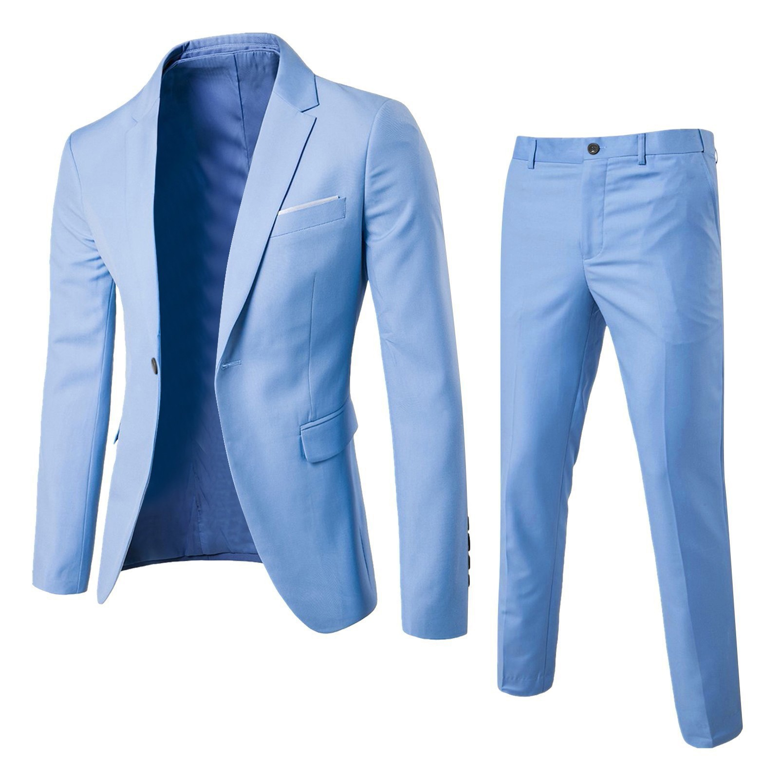 New men's suit with long sleeves and one button suit jacket slim long trousers business professional suit two-piece wedding dress is suitable for leisure business activities.