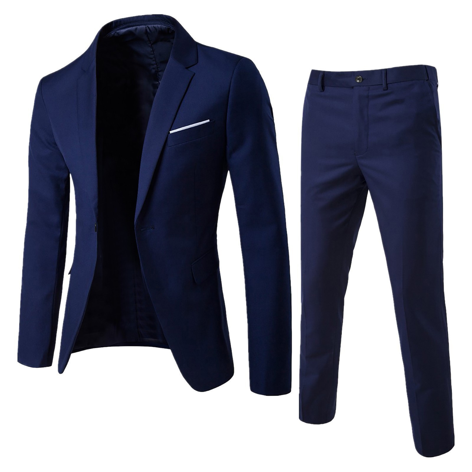 New men's suit with long sleeves and one button suit jacket slim long trousers business professional suit two-piece wedding dress is suitable for leisure business activities.