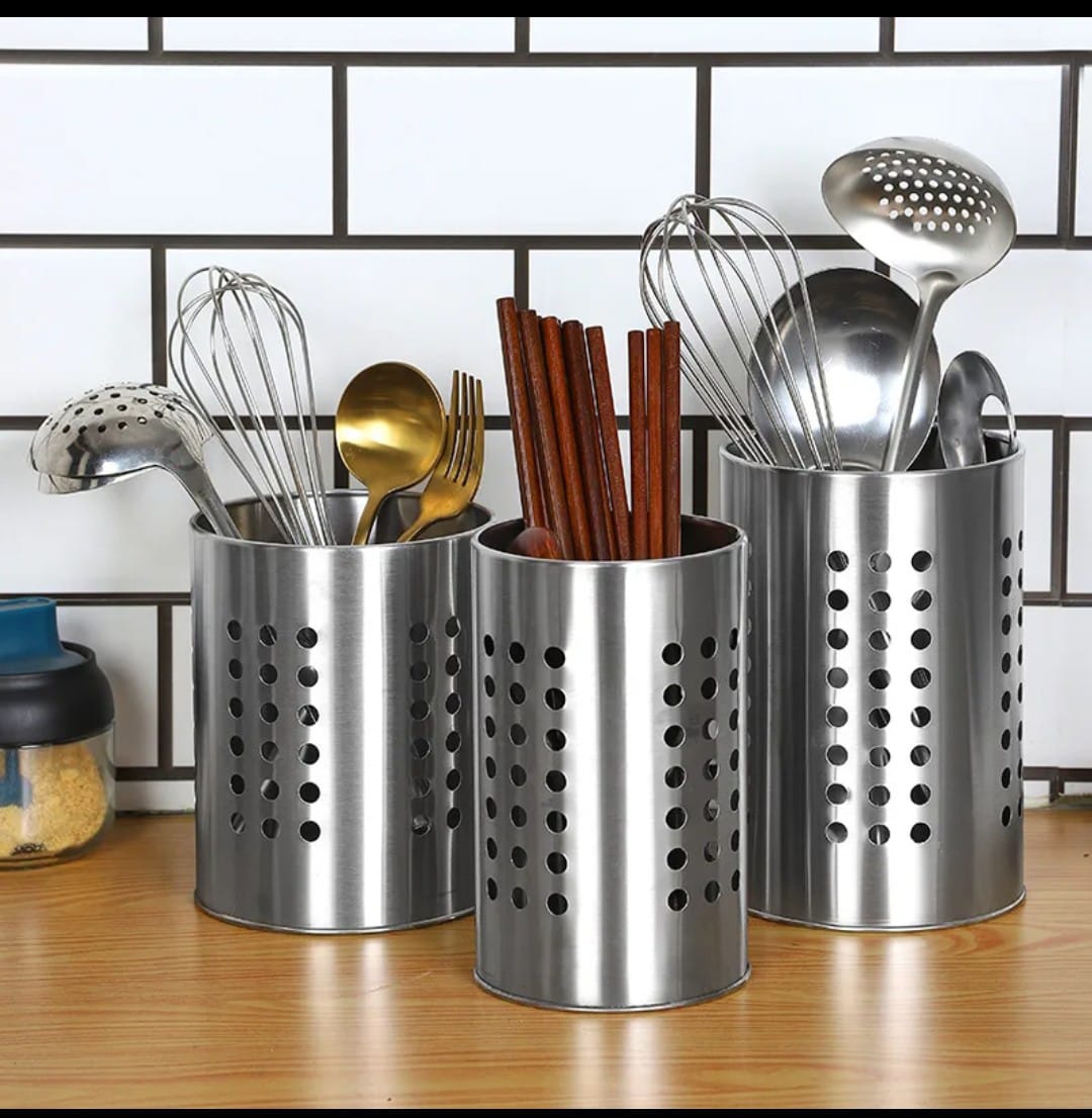 STAINLESS STEEL SPOON HOLDER - Ideal for drying cutlery after washing Keeps your spoons, forks and knives in one place, Keeps Cutlery Organized.
