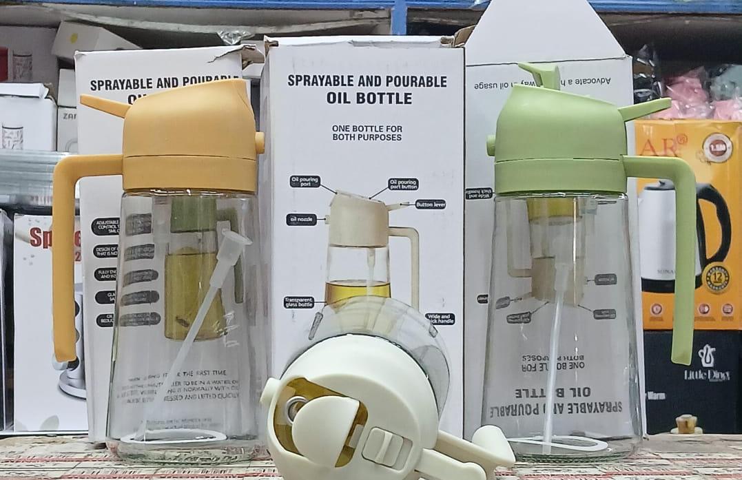 Offer !! Offer !! Oil Sprayer Cooking Oil Dispensing Bottle: 2 in 1 Glass Olive Oil Dispenser Bottle, Upgraded Glass Oil Spraying Bottle for Kitchen Air Fryer Salad BBQ Baking, 450ml (Green)