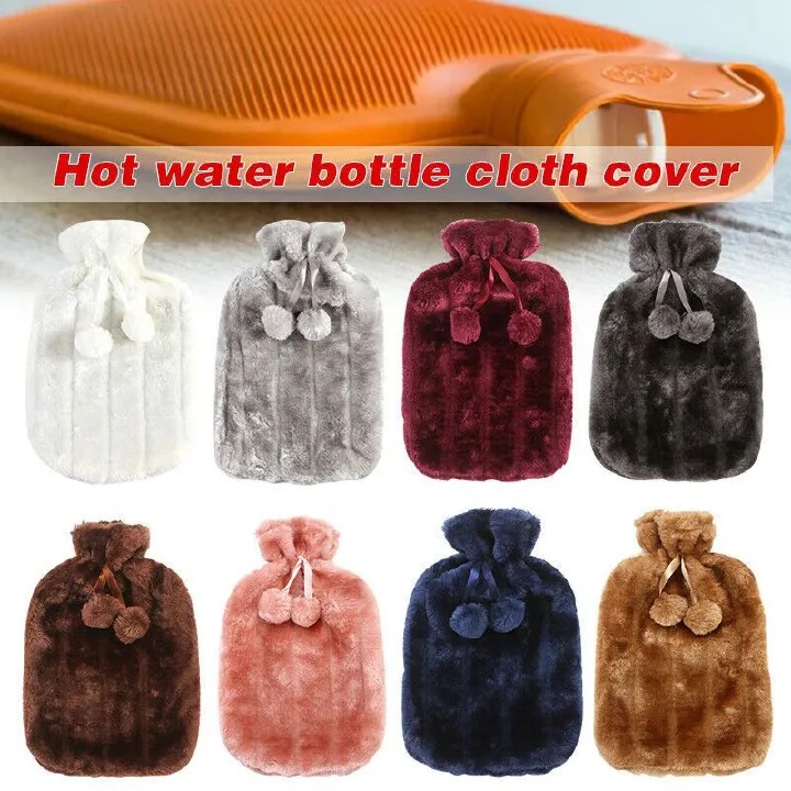 2L Hot Water Bottles with Cover, 2L Large Hot Water Bottle with Fluffy Cover, PVC Clear Hot Water Bag for Warm Pain Relief and Cold Heat Therapy