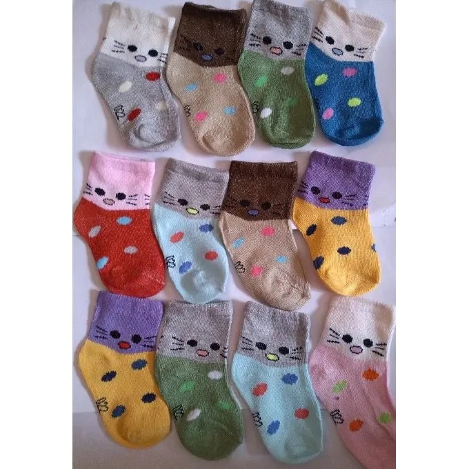 OFFER OFFER!!!12pairs Kids socks new born (0-12 mnths), Designed to keep tiny toes cozy and stylish, they come in assorted colors to match any outfit. Gentle on delicate skin,