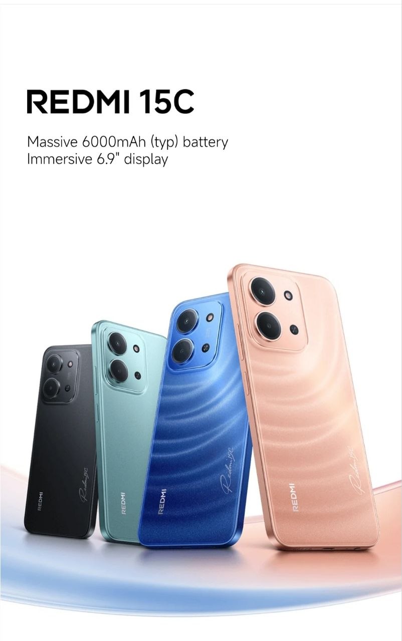 Redmi 15C 4G - 6000mAh battery - With Wet Touch Technology - Free cover and 33W charger inside