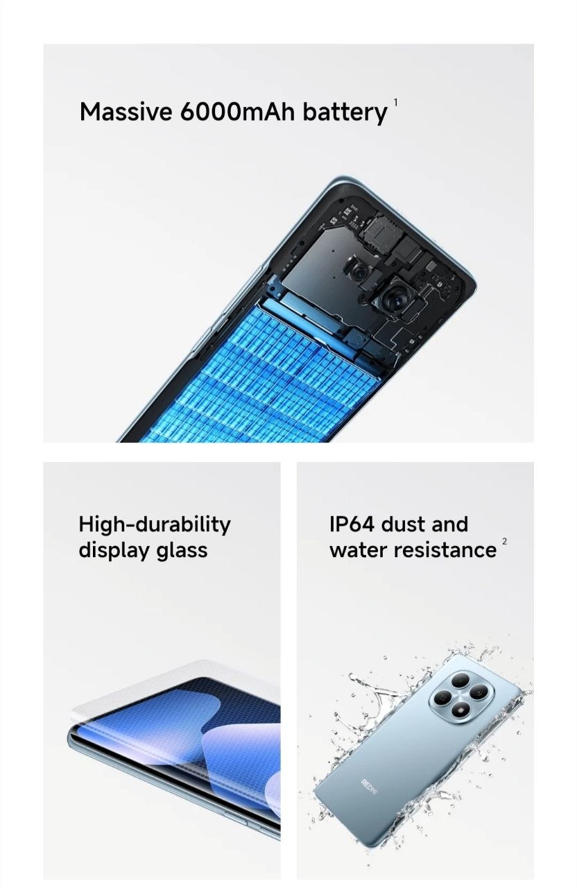 Redmi Note 15 4G - Curved Screen Display - 6000mAh battery - Truly Water-Resistant - With Wet Touch Technology - Free cover and 33W charger inside
