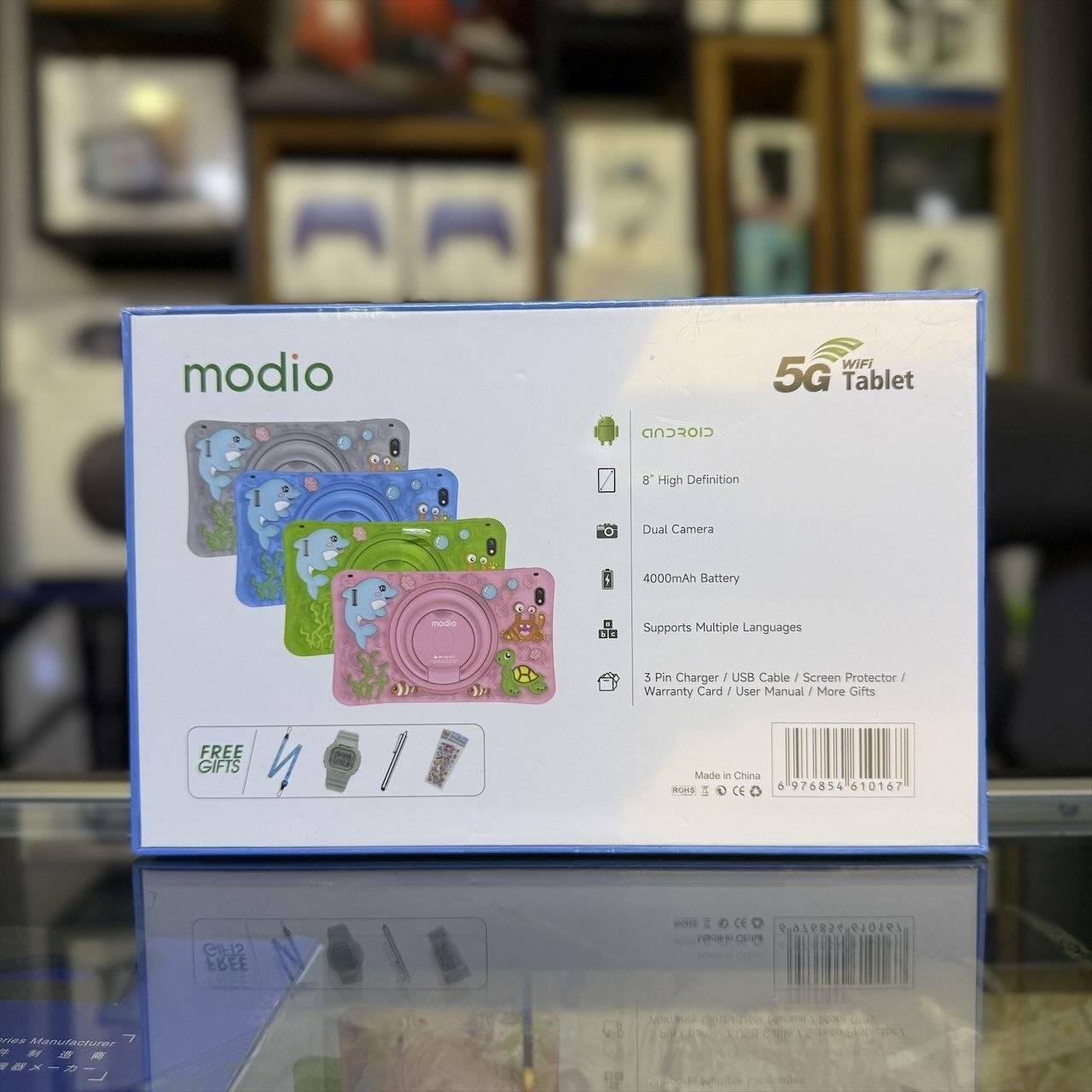 Kids Tablet Modio M128 - Budget-friendly tablet made for everyday use - Slim, lightweight and beautifully designed - Kids can easily carry it around the room and house as they use it.