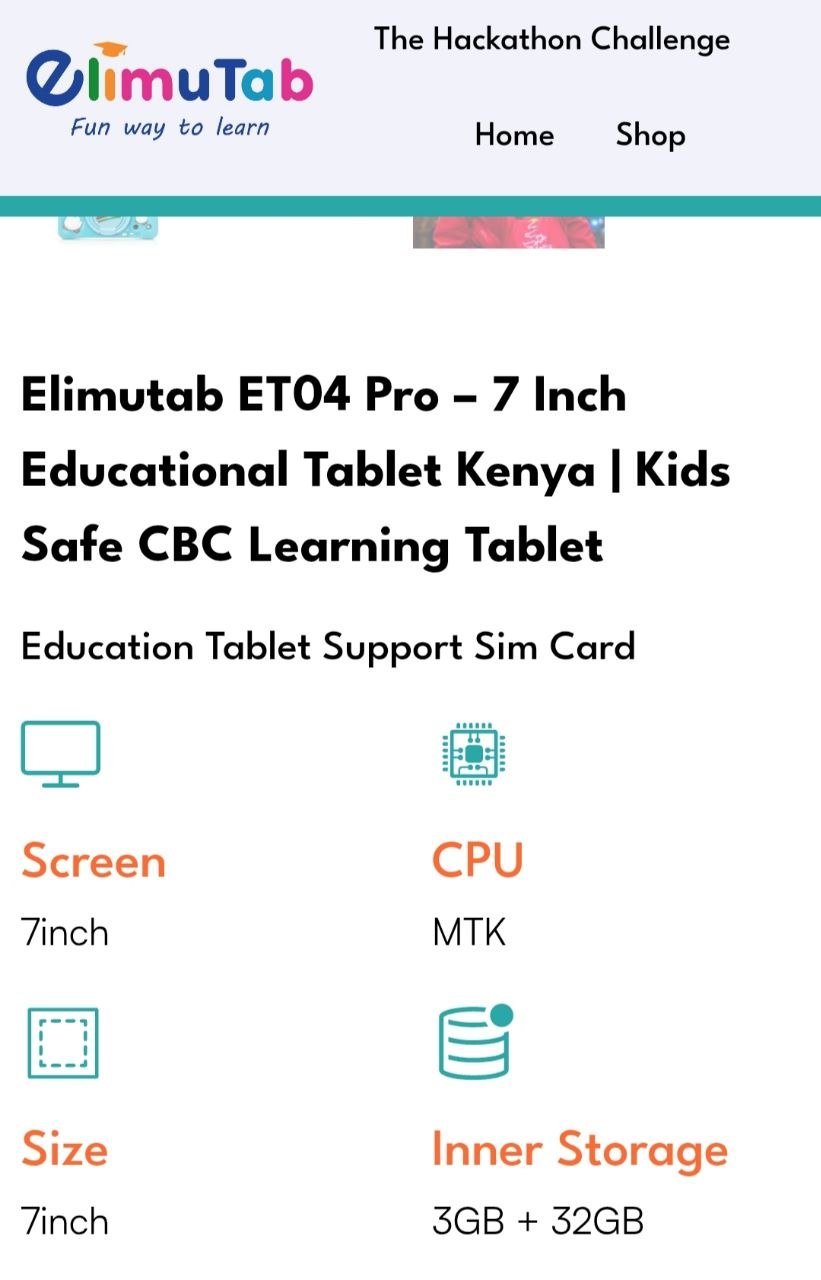 ElimuTab ET04 Pro – 7 Inch Educational Tablet Kenya | Kids Safe CBC Learning Tablet