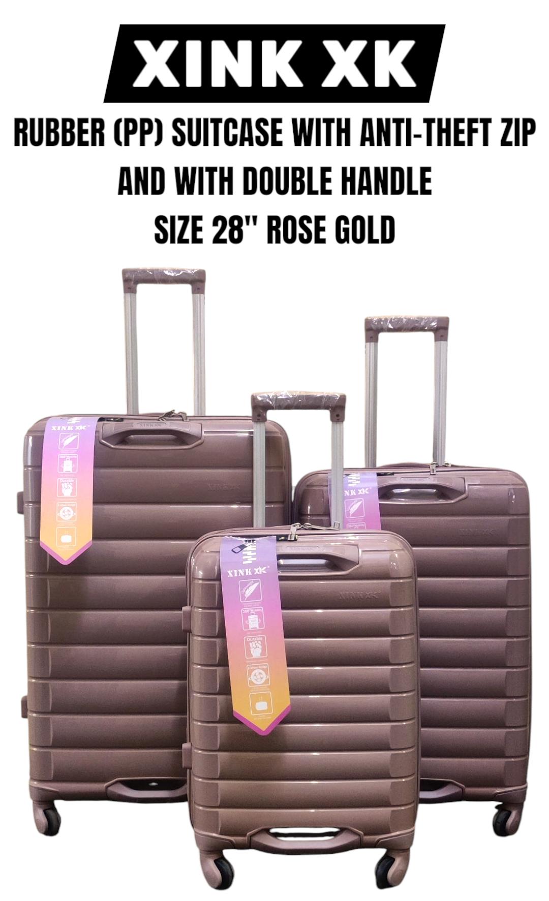 TRAVEL CLASSY✈️✈️3 in 1 black unbreakble laxurious rubber suitcase briefcase travel bag✔️✔️very strong and long lasting. It is non breakable. 

Has double zip, meaning the zip does not come out of pos