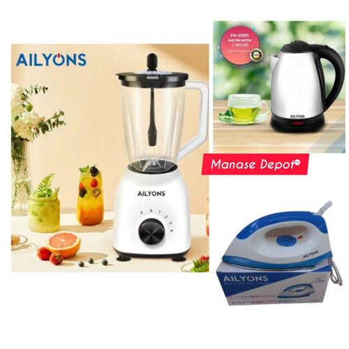 BEST AMAZING COMBO🪄🪄Blender + 1.8L Electric Kettle + Iron Box – 3-In-1 Home Appliance Bundle💫💫Featuring the Ailyons Blender as the main appliance, this bundle delivers performance, efficiency, and