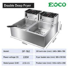 EOCO 12 Litres Stainless Steel Double Tank Deep Fryer (6L + 6L) – Energy Efficient Electric Chips/Chicken/Mandazi Fryer/Fish✔️✔️built to deliver fast, uniform, and professional frying results. With tw