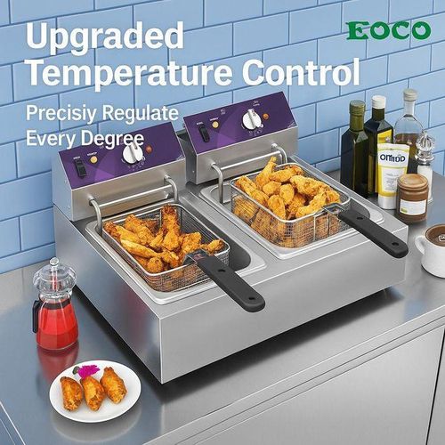 EOCO 12 Litres Stainless Steel Double Tank Deep Fryer (6L + 6L) – Energy Efficient Electric Chips/Chicken/Mandazi Fryer/Fish✔️✔️built to deliver fast, uniform, and professional frying results. With tw