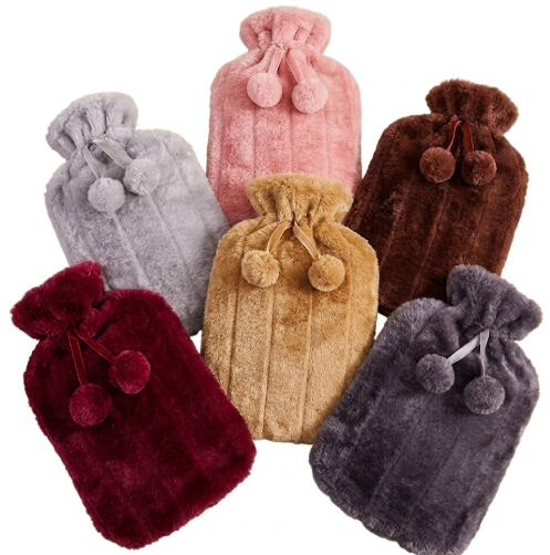 2L Fluffy Soft Faux Fur Hot Water Bottle Bag – Reusable Heat Therapy Bottle with Plush Cover | Available in Different Colors