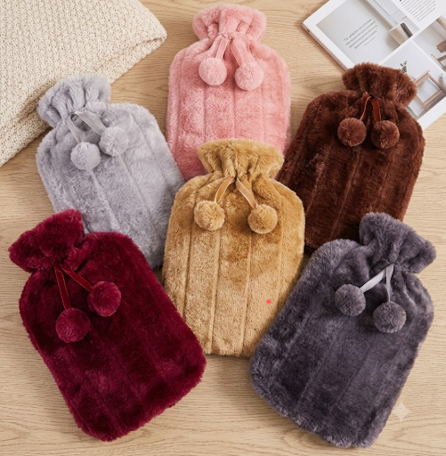 2L Fluffy Soft Faux Fur Hot Water Bottle Bag – Reusable Heat Therapy Bottle with Plush Cover | Available in Different Colors