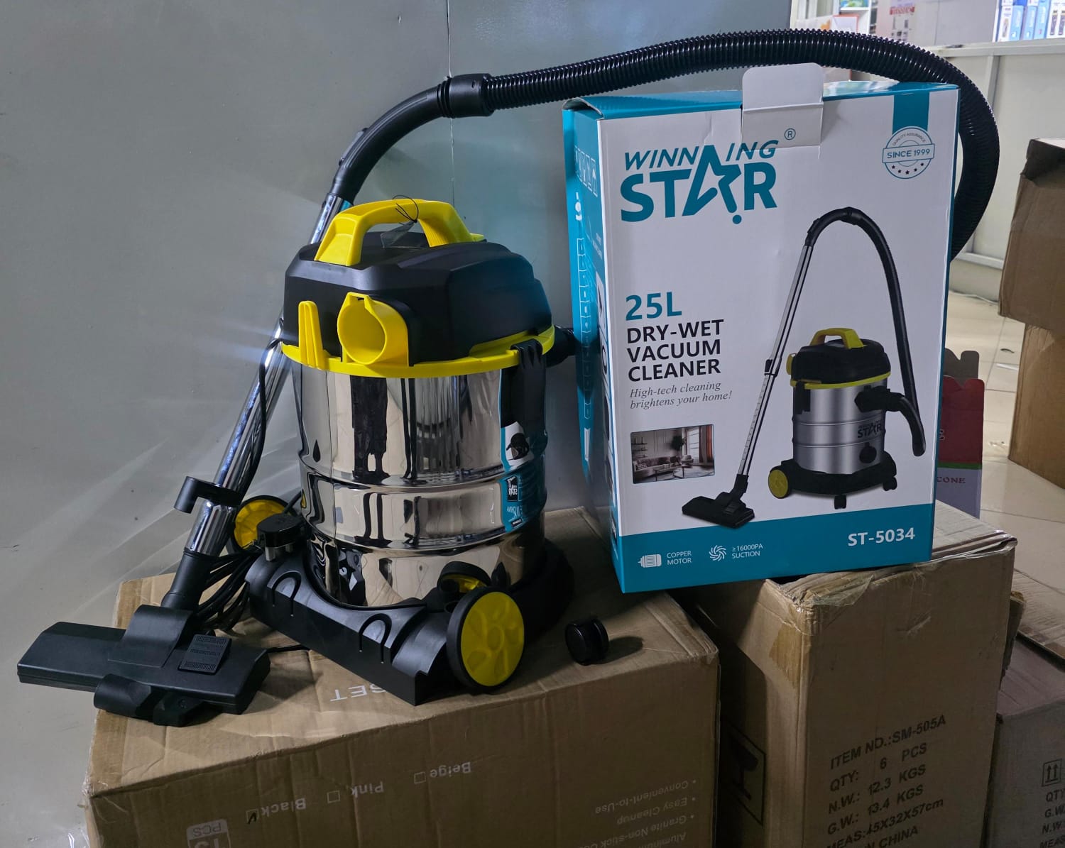 Winning Star 25L Wet & Dry Vacuum Cleaner ST-5034 | Copper Motor | 16000Pa Suction | Stainless Steel Tank | Home & Commercial Use | Complete Accessory Kit Included | Since 1999.