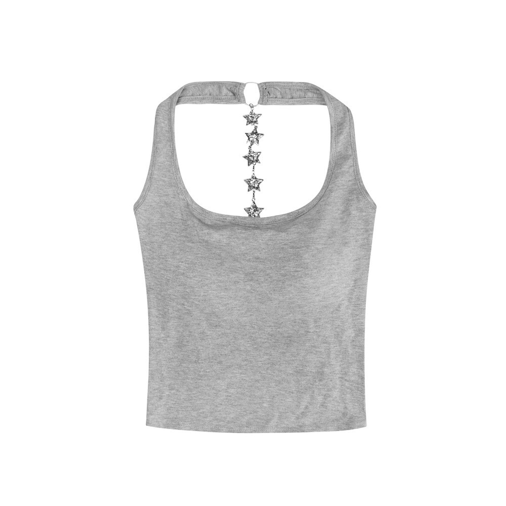 Sexy hot girl with star chain strap on the back tank top with camisole suitable for daily casual wear for exterior and interior