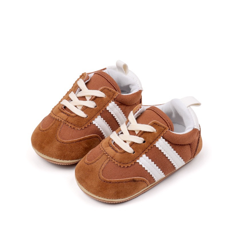 Newborn Kids Canvas Sneakers Casual Striped Baby Boy Girl Rubber Soft Sole Toddler Crib Shoes 0-18M Baby First Walkers