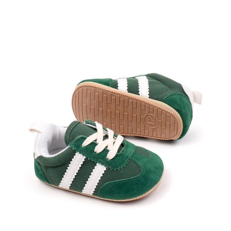 Newborn Kids Canvas Sneakers Casual Striped Baby Boy Girl Rubber Soft Sole Toddler Crib Shoes 0-18M Baby First Walkers