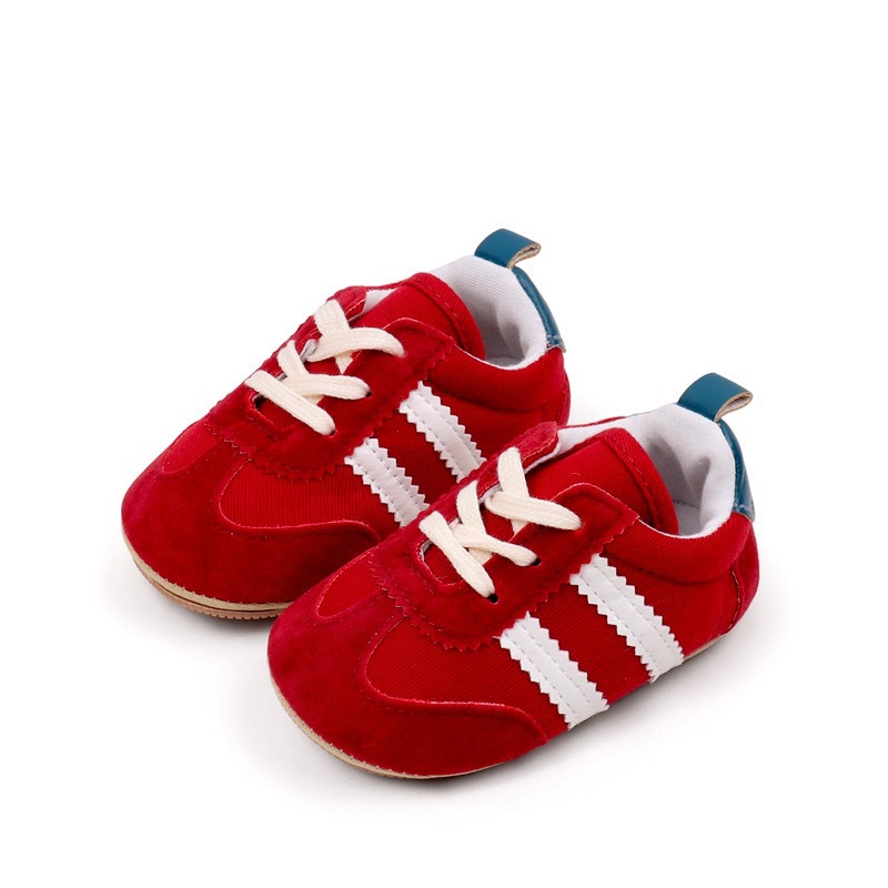Newborn Kids Canvas Sneakers Casual Striped Baby Boy Girl Rubber Soft Sole Toddler Crib Shoes 0-18M Baby First Walkers