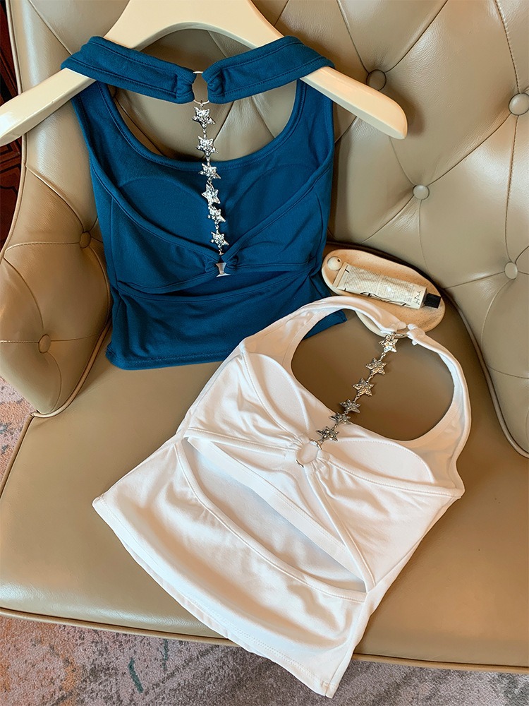 Sexy hot girl with star chain strap on the back tank top with camisole suitable for daily casual wear for exterior and interior