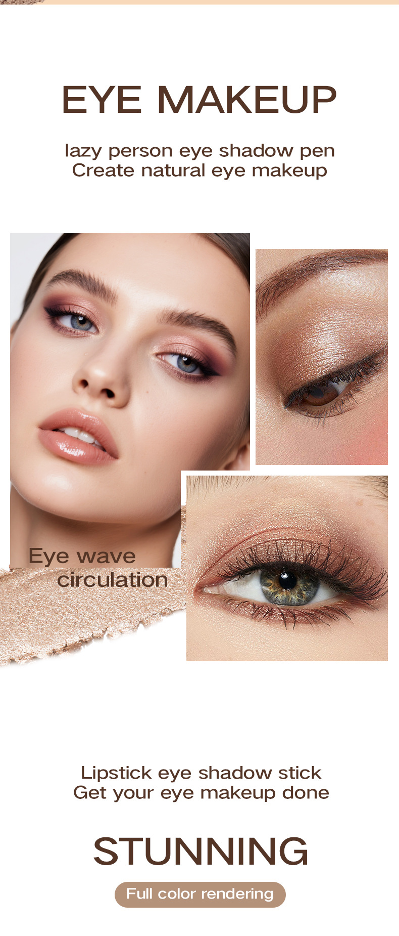 1PC Three Color Eye Shadow Stick, Matte, Fine Flash, low Saturation, Natural Pearl, a Touch of Color Changing eye Shadow Stick view 8