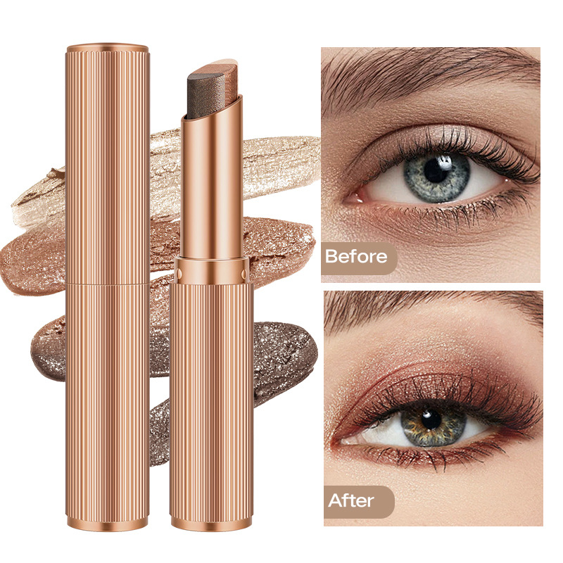 1PC Three Color Eye Shadow Stick, Matte, Fine Flash, low Saturation, Natural Pearl, a Touch of Color Changing eye Shadow Stick